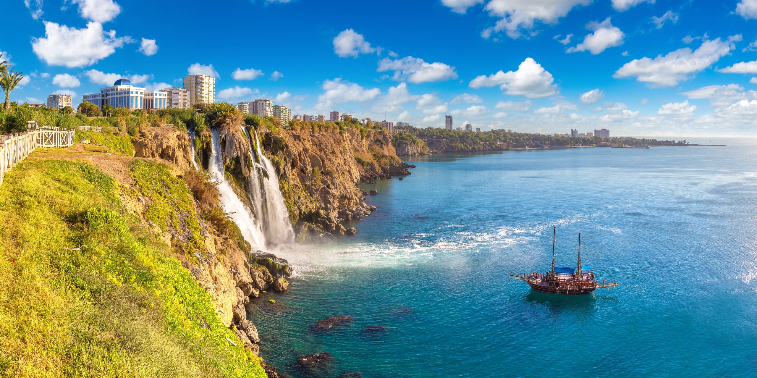 Duden waterfall in Antalya, Turkey in a beautiful summer day