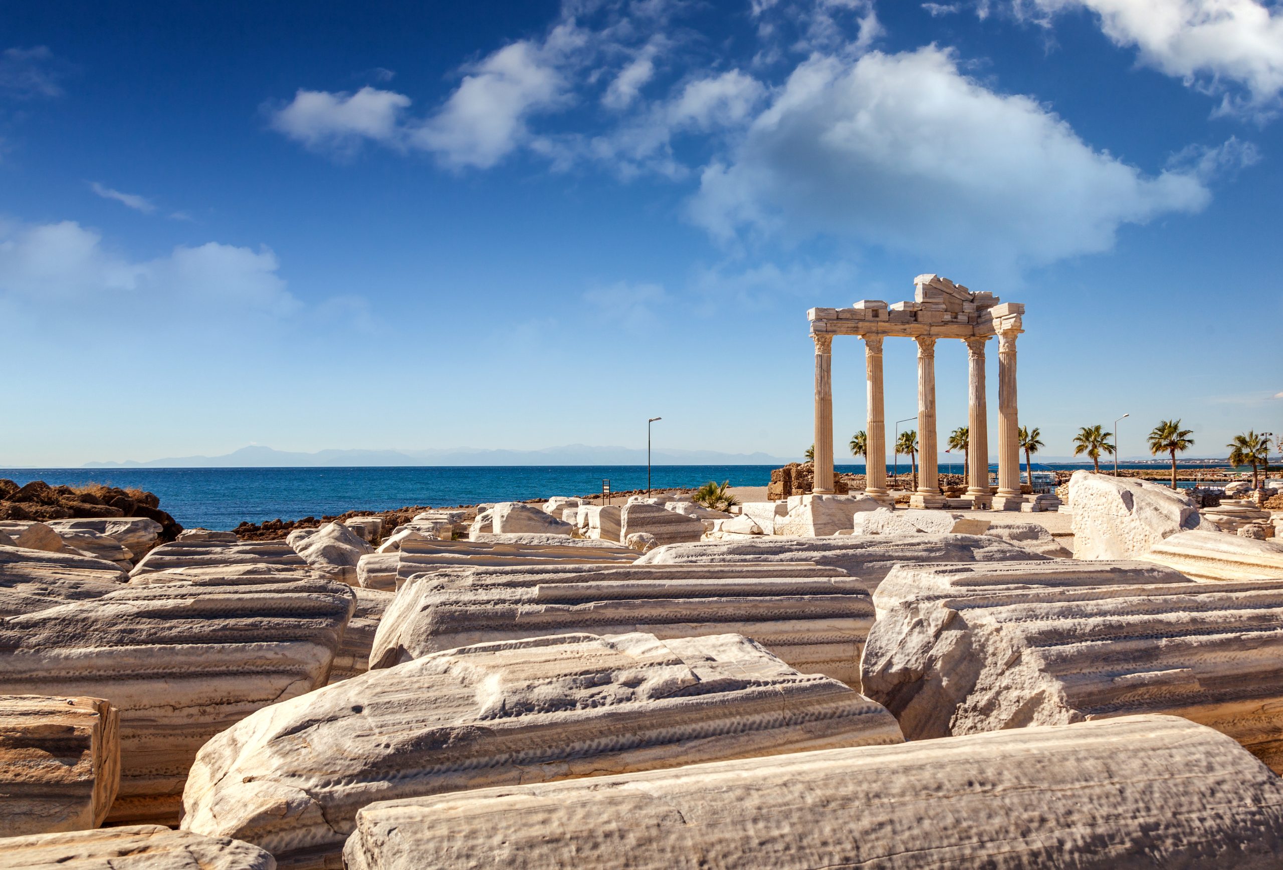 Ruins of Apollo temple in Side near Antalya, Turkey